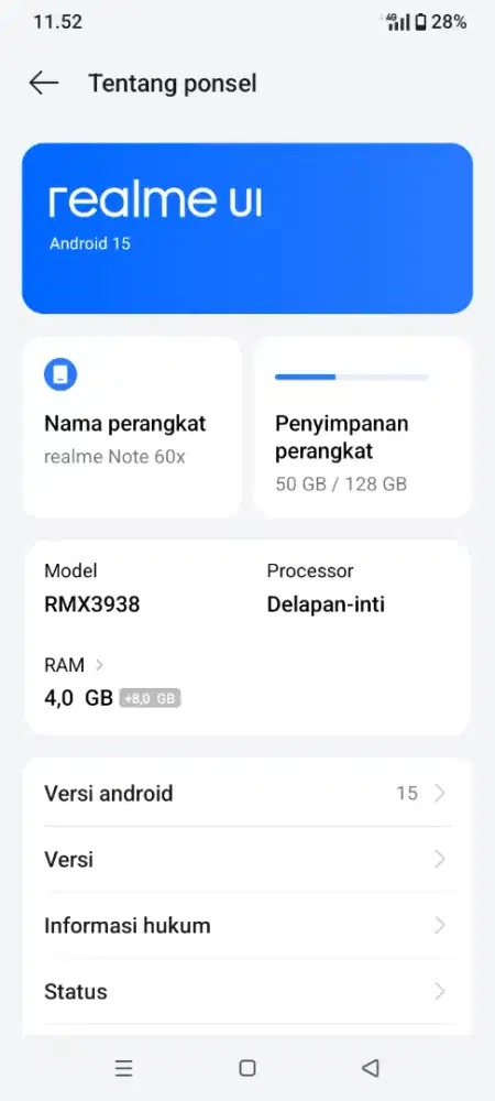 Realme note 60 x