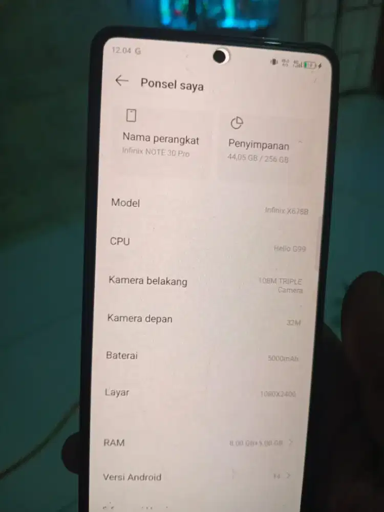 HP infinix note 30 pro ram8 256