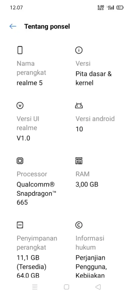 Bu jual saja realme 5 3/64 kondisi lecet pemakaian saja