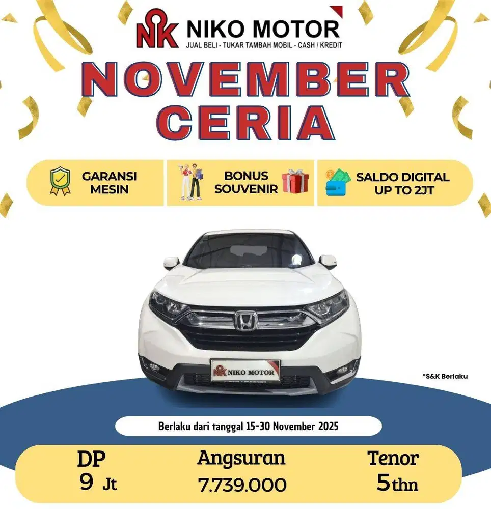 (ISTIMEWA KM70RB) CRV TURBO 1.5 2018 AT :2017|2019