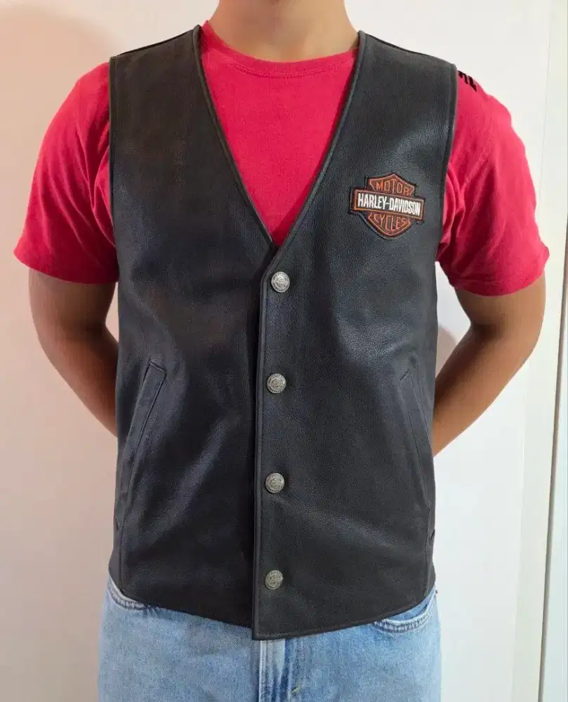 Harley Davidson Leather Vest Rompi Kulit Motor Original