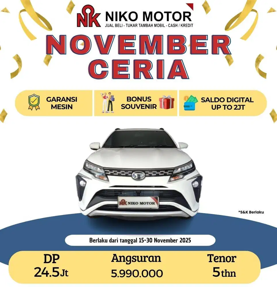 (SPT BARU KM10RB) TERIOS 1.5 R ADS 2024 MT :2023|2025