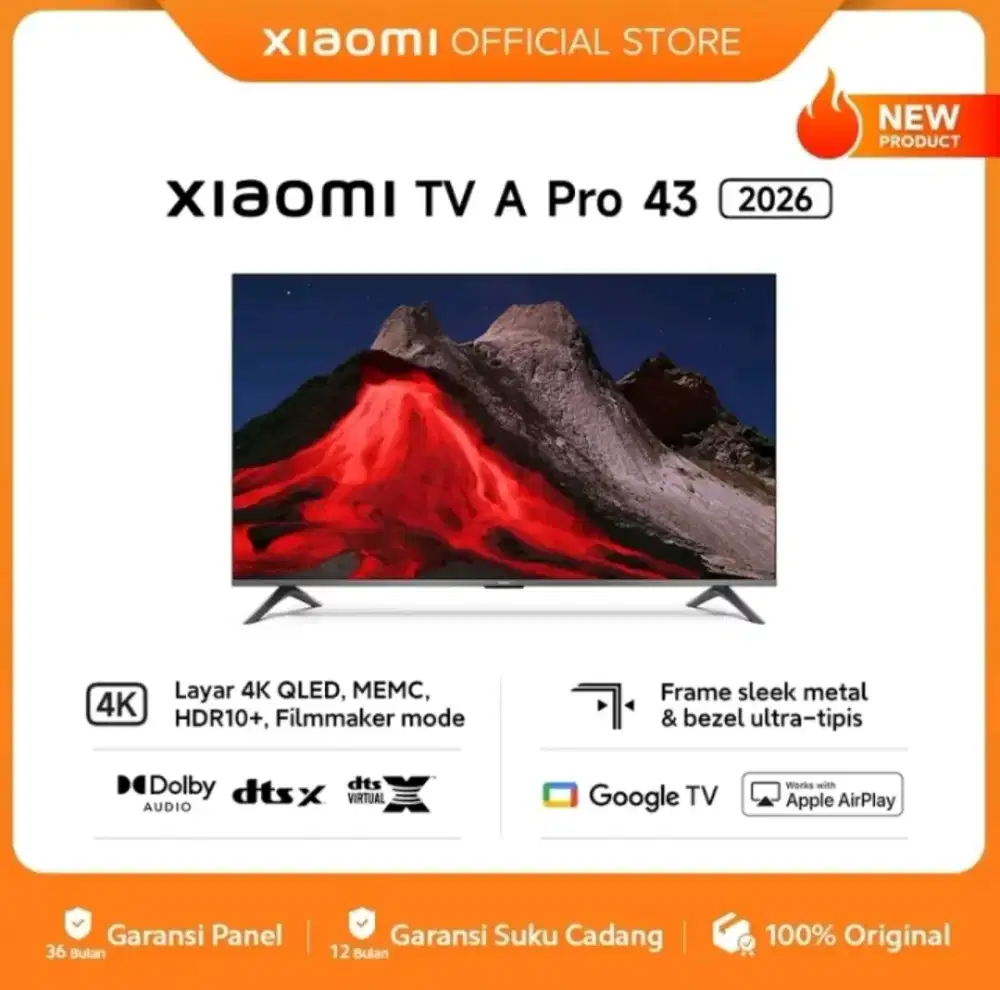 Xiaomi google tv A pro 43 inch 2026 Layar QLed