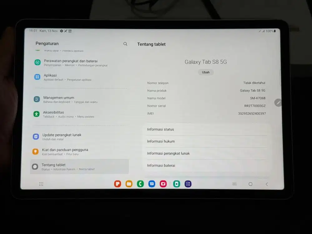 Samsung Tab s8 8/128gb 5G bisa simcard