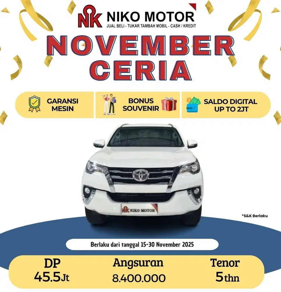 (ANTIK KM65RB) FORTUNER 2.4 VRZ DOUBLE DISC 2017 AT :2016|2018