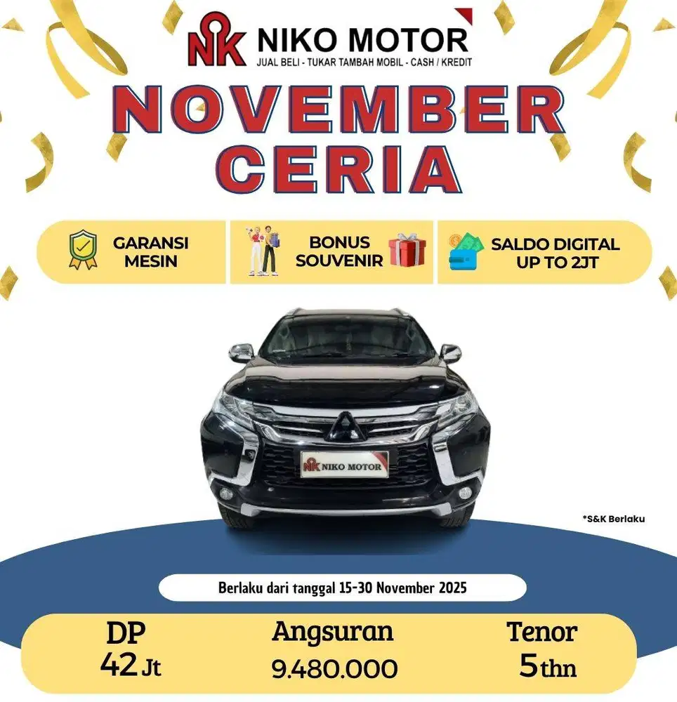 (MULUS) PAJERO SPORT 2.4 DAKAR 4X2 ULTIMATE 2017 AT :2016|2018