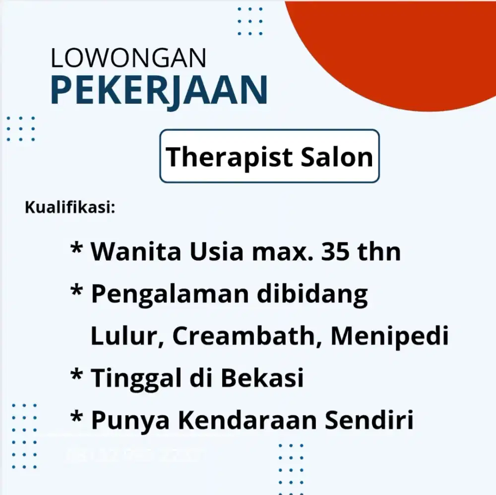 LOWONGAN PEKERJAAN THERAPIST