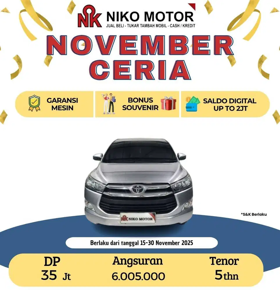 (MULUS) INNOVA 2.0 G BENSIN 2019 AT : 2018|2020