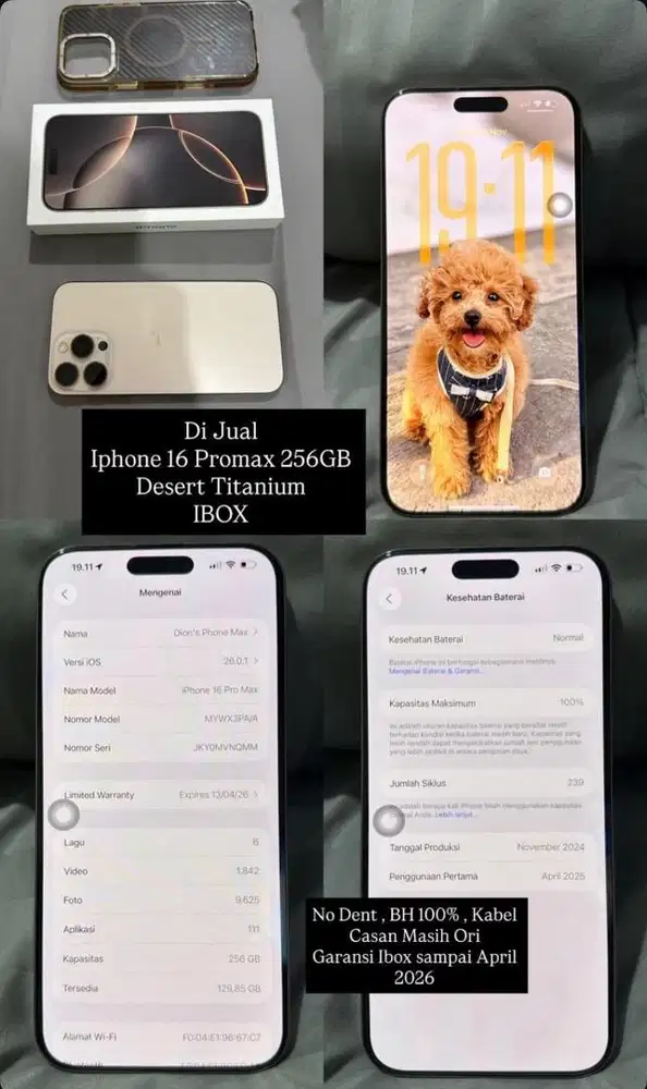 YANG BELI BERUNTUNG DI JUAL IP 16promax 256gb ibox