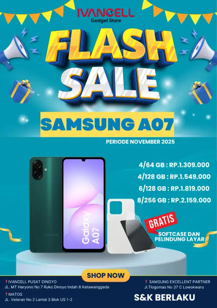 NOVEMBER BANJIR PROMO GALAXY A07 FREE ADAPTER, CASE, PELINDUNG LAYAR