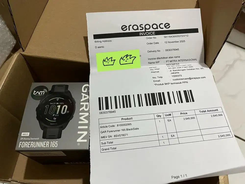 Jam Tangan Garmin FR 165 Non Music BNIB