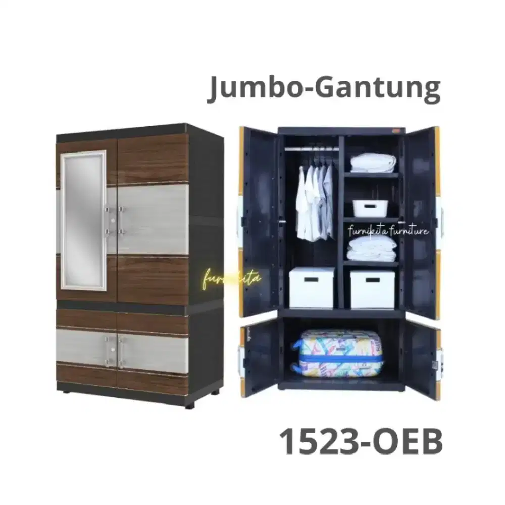 Lemari Plastik Jumbo gantung + Kaca