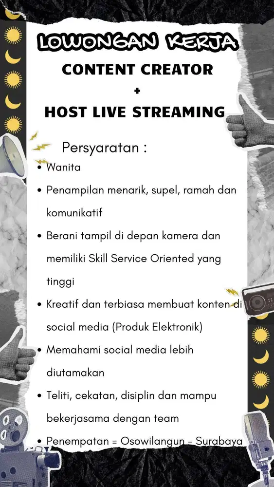 Dibutuhkan Konten Kreator & Host Live Streaming
