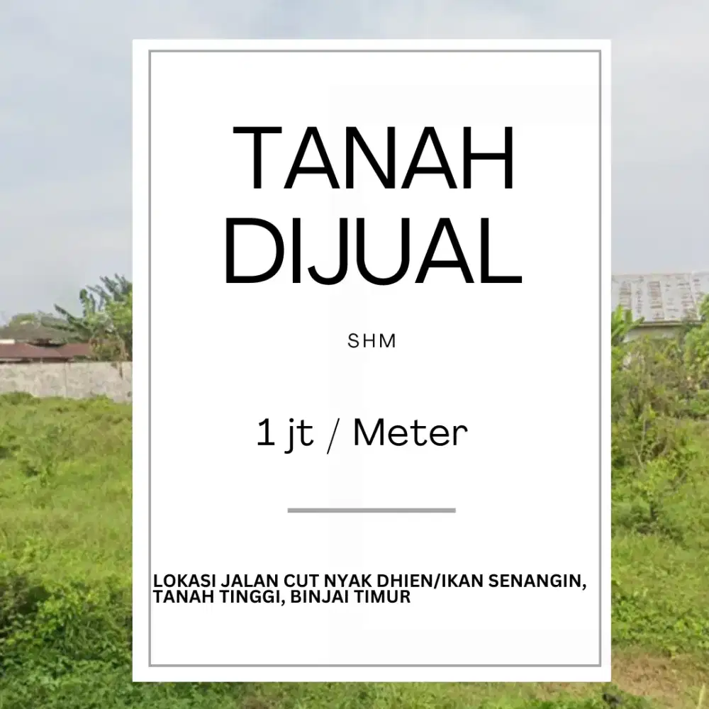 4 Menit ke stasiun Binjai tanah strategis di jalan cut nyak dhien