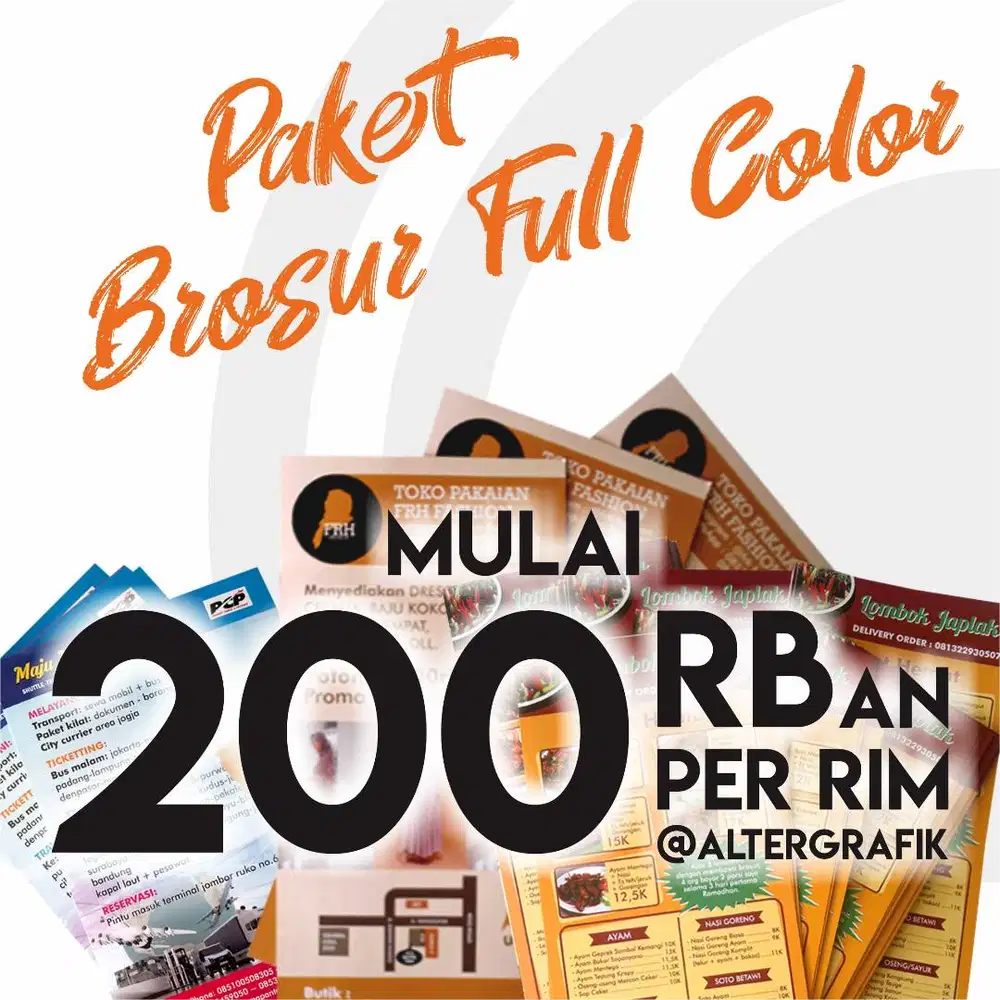 Print Brosur Paket Full Color 1 Muka Harga Mulai 200rb-an/rim