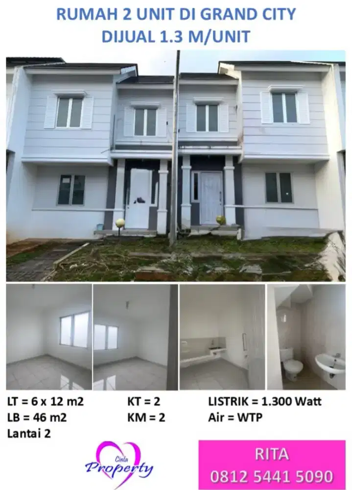 DIJUAL RUMAH 2 UNIT DI GRAND CITY