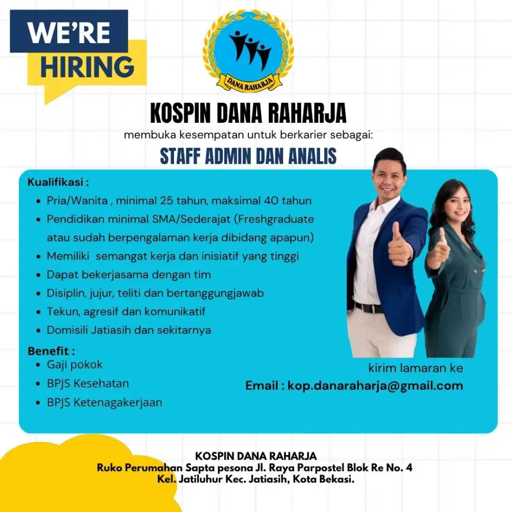 Dibutuhkan Admin dan Analis