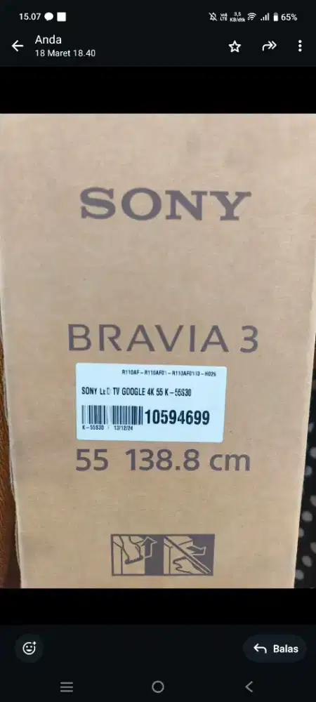 Lcd sony bravia 55 inch rusak