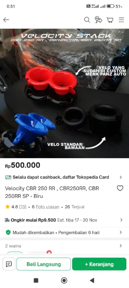 Barang untuk motor Cbr250rr