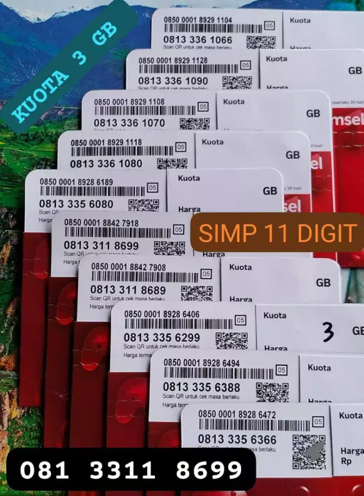 11 DIGIT SIMPATI BARU KUOTA 3 GB BERLAKU SATU BULAN.