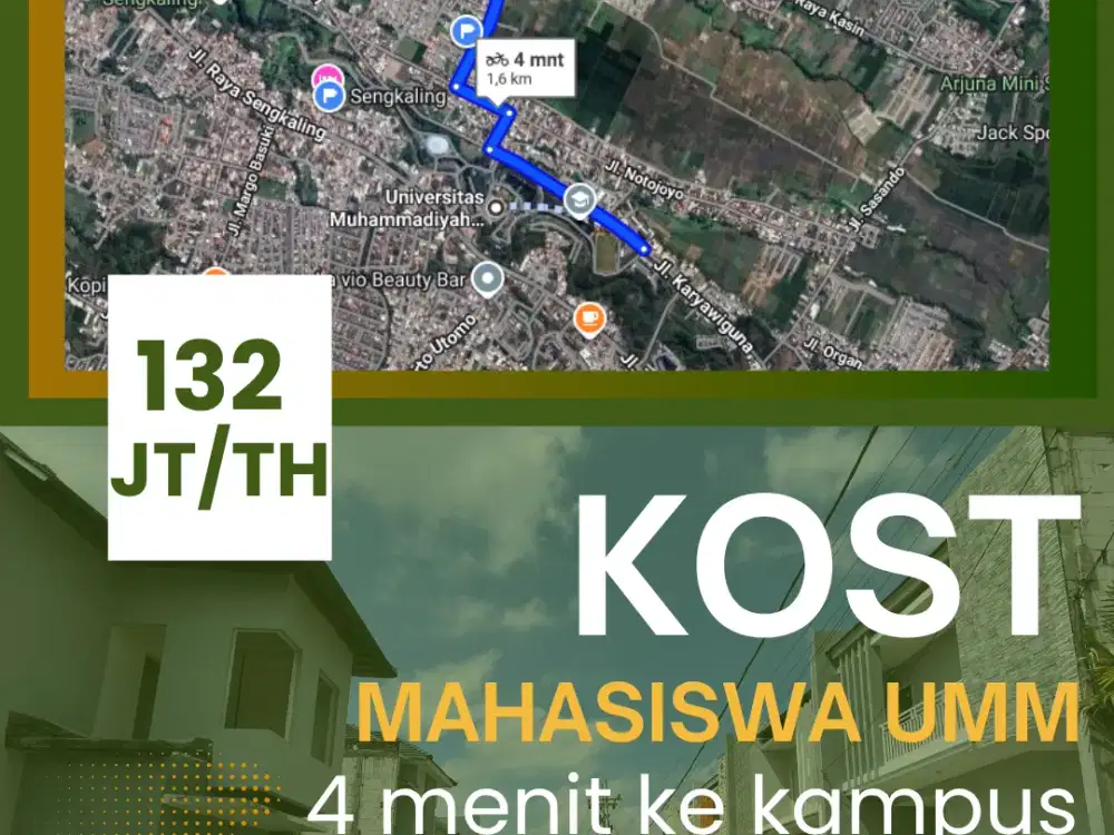 Kost Eksklusif Tegalgondo  4 Menit ke UMM