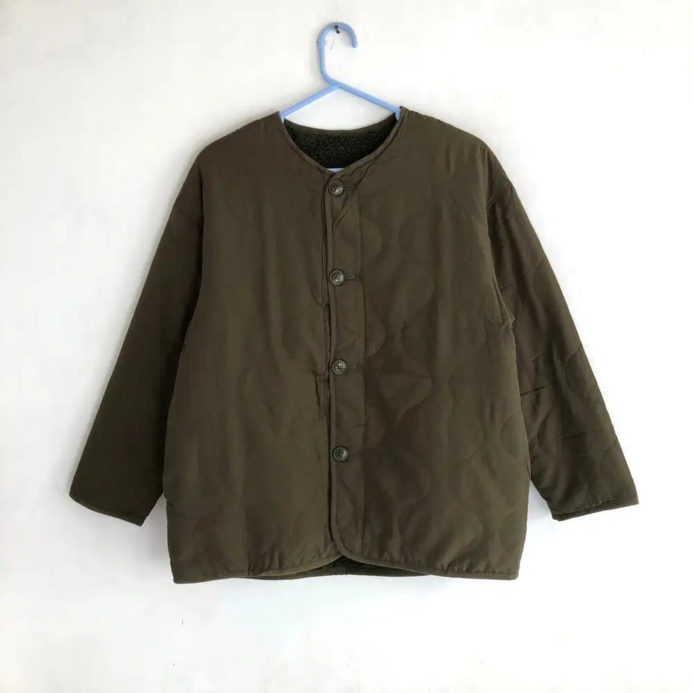Uniqlo Liner Quilted Reversible Jacket Olive Green Zara H&M Covernat