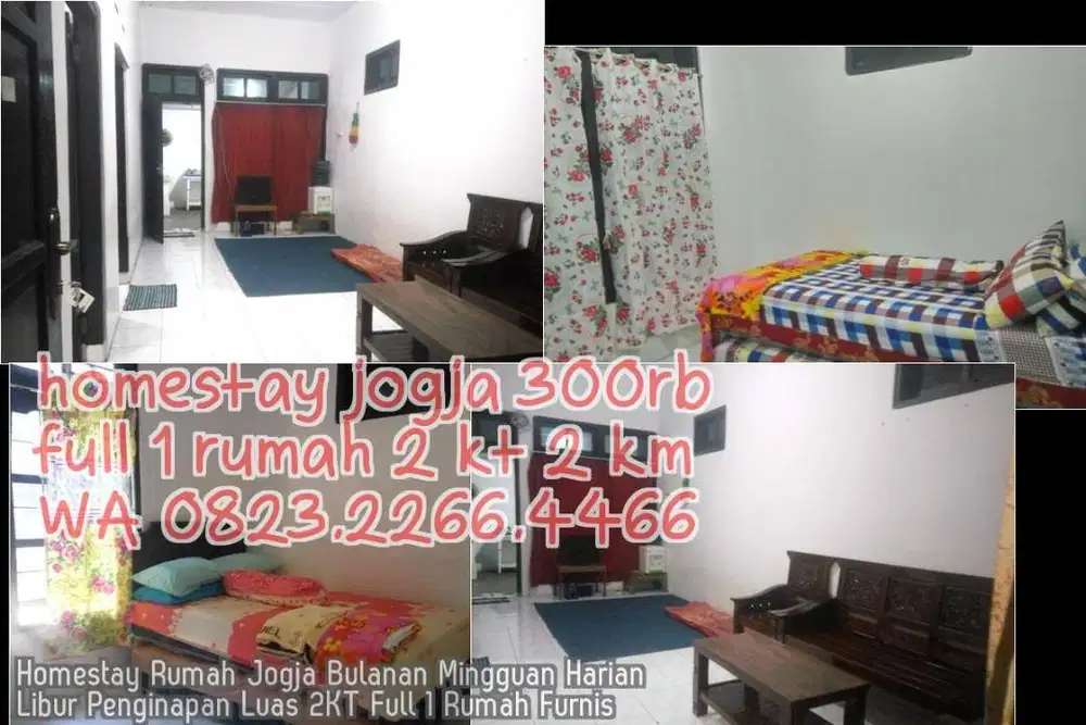 Homestay Rumah Jogja Bulanan Mingguan Harian Libur Penginapan Luas 2KT