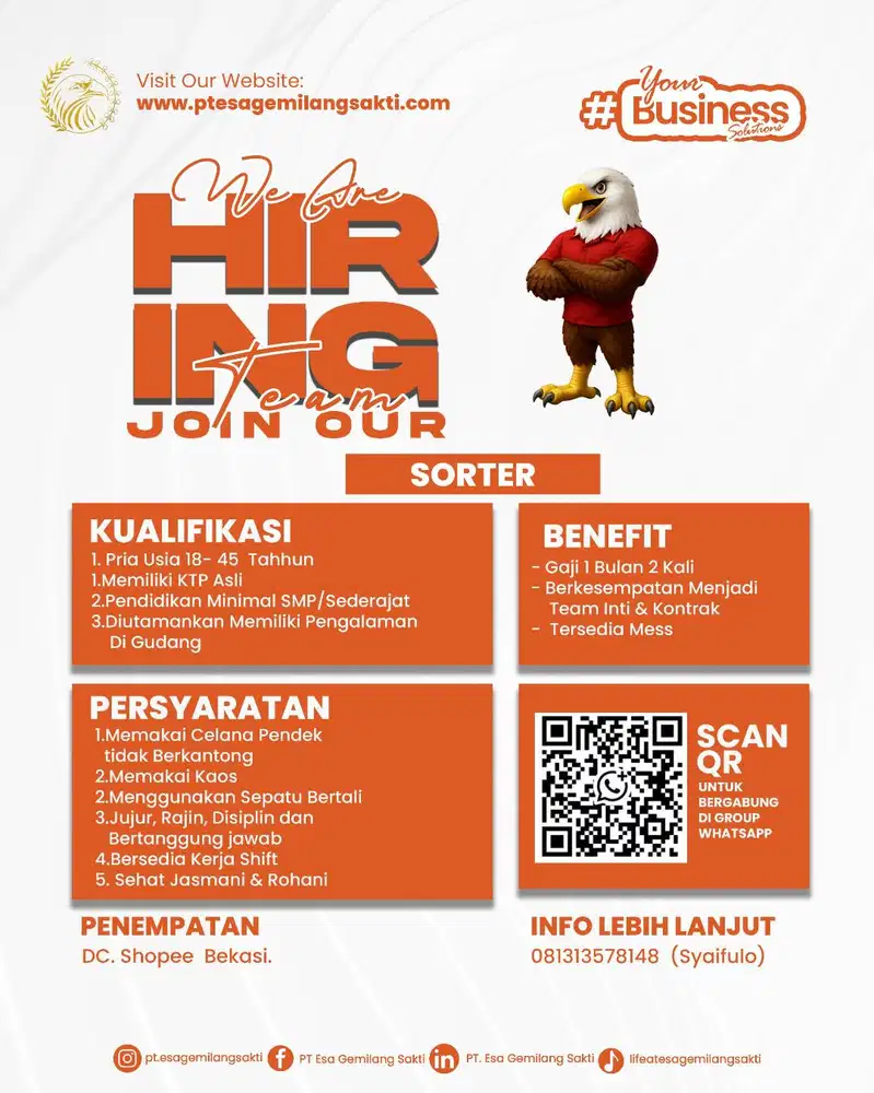 LOWONGAN SORTER GUDANG DC SHOPEE BEKASI