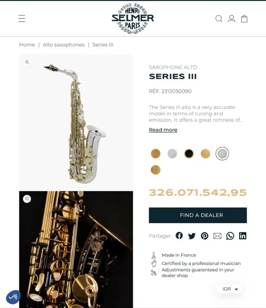 Saxophone selmer alto III
