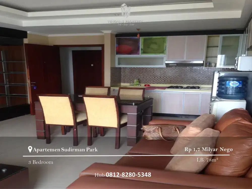 Dijual Apartement Sudirman Park 3BR Full Furnished View Timur