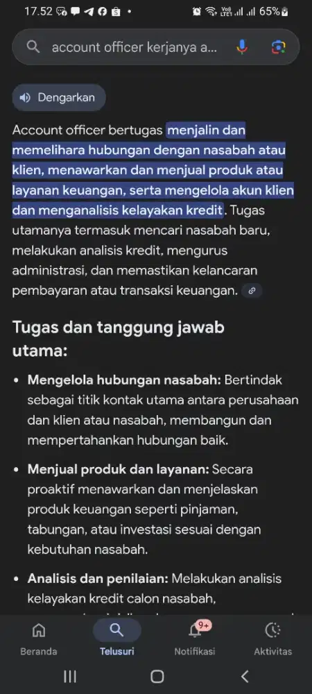 Dibutuhkan Account officer