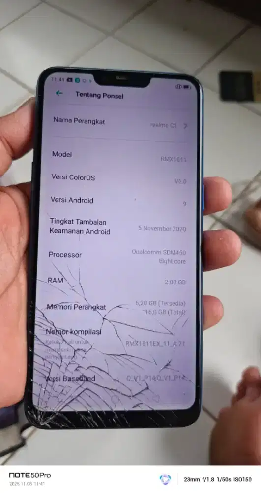 Realme c1   2/16  mnus rtak normal smua orian