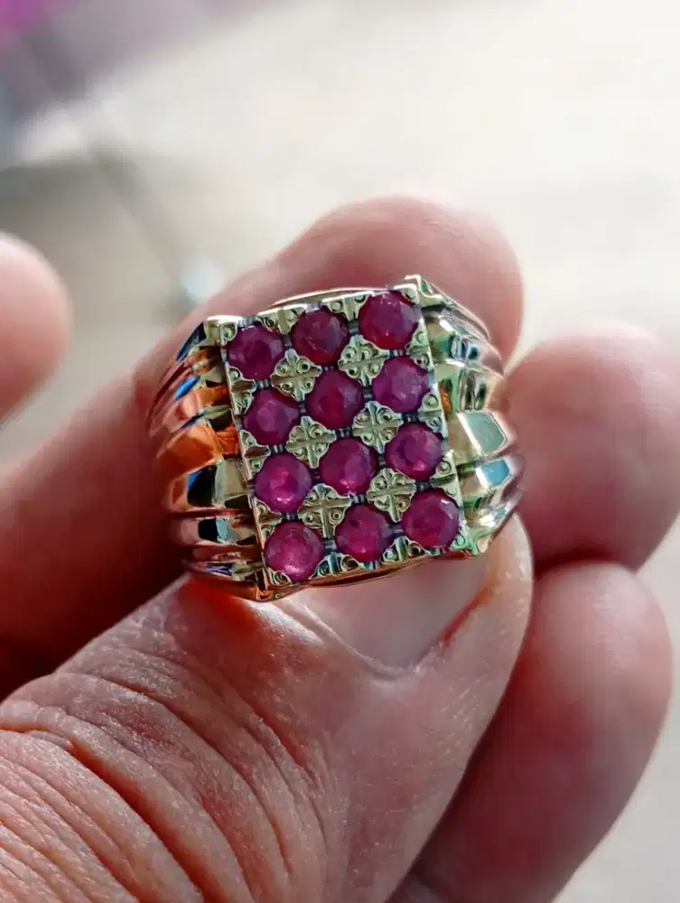 Natural Ruby cincin perak tebal