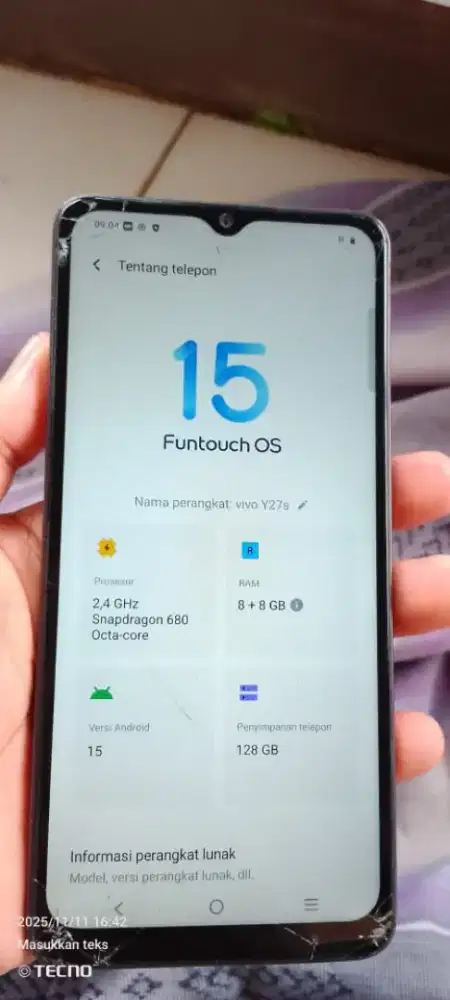 Vivo  y27s resmi   8+8/128 mnus gntian lyar normal NFC