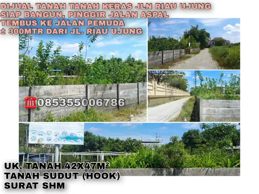 Dijual tanah tanah keras Jln Riau Ujung siap bangun