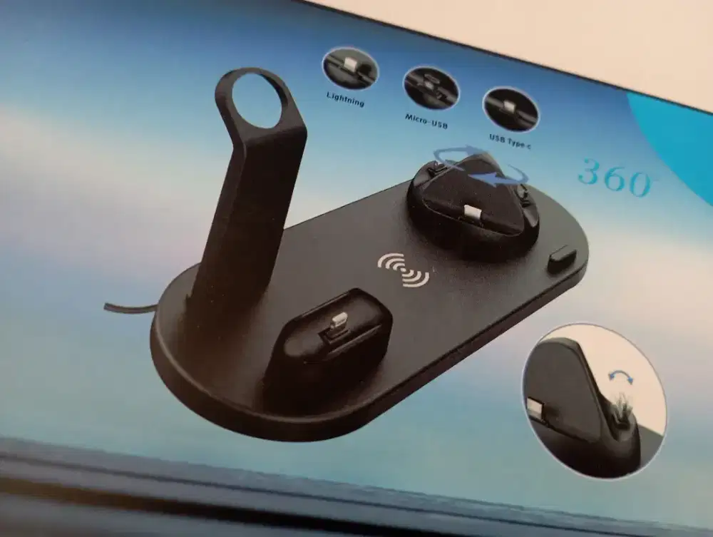 Charger Jam, HP lengkap, wireless - Putih