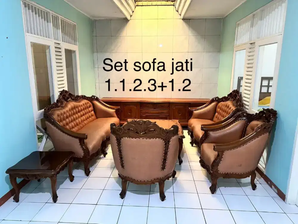 Jual BU Set Sofa Jati + 2 Meja Full Jati