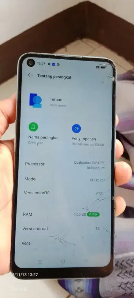 Opo  a53 resmi  4/128 mnus rtak normal smua