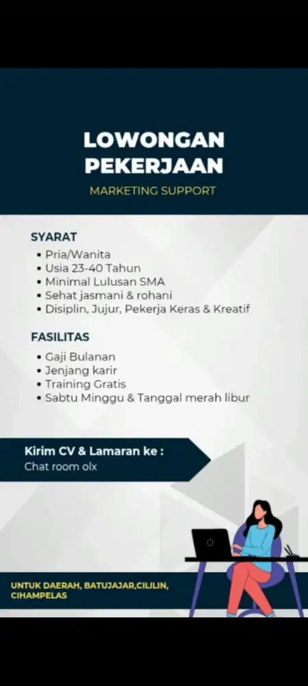 lowongan pekerjaan marketing support cimahi