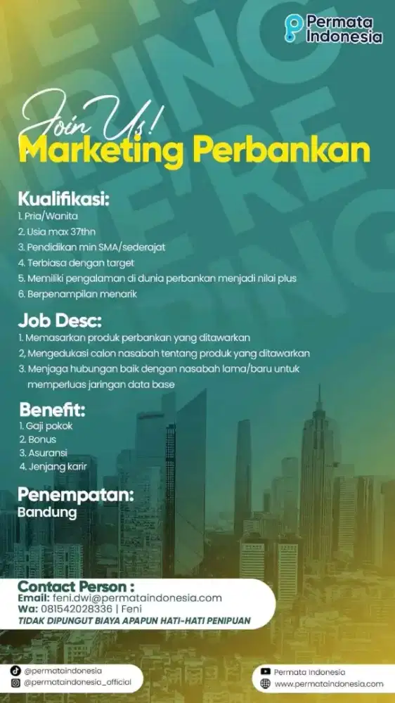 Lowongan sales CC Bank Asing