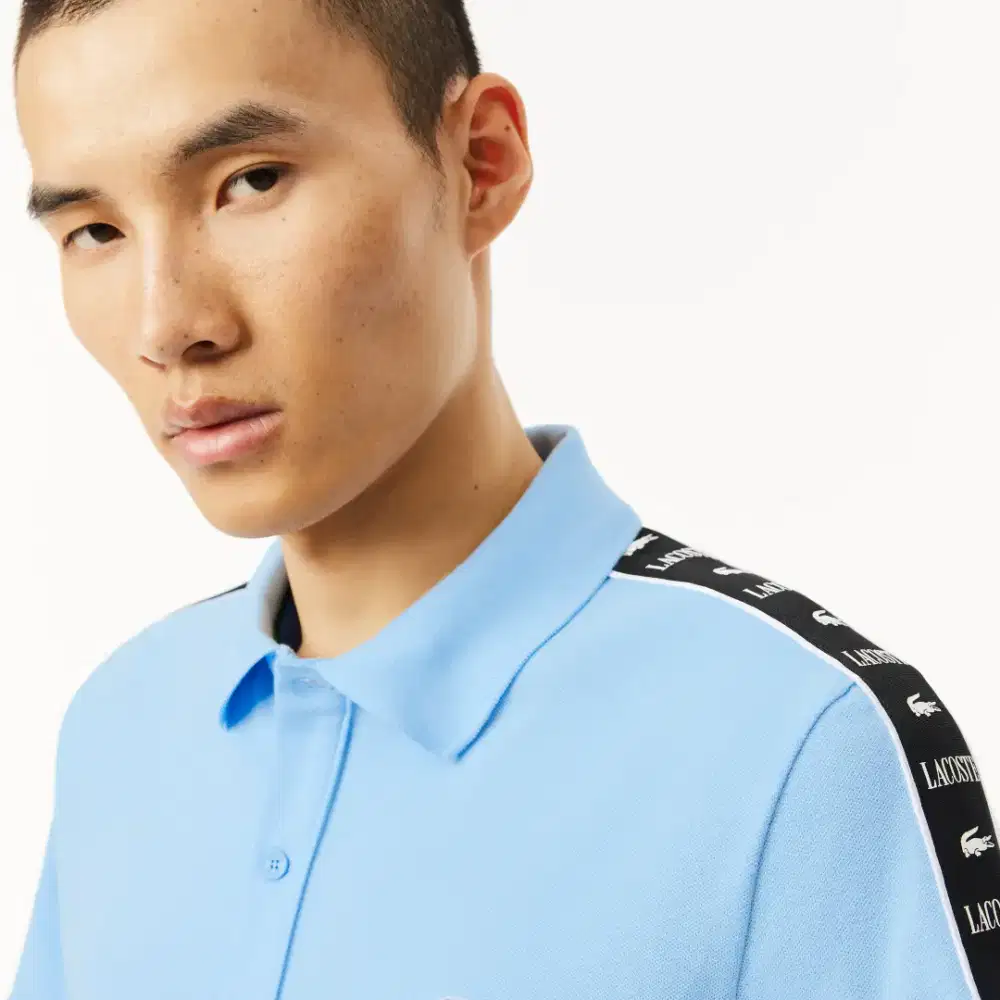 Kaos polo shirt Spell Out blue colour Size No.5