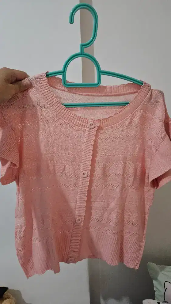 Outer baju transparant pink