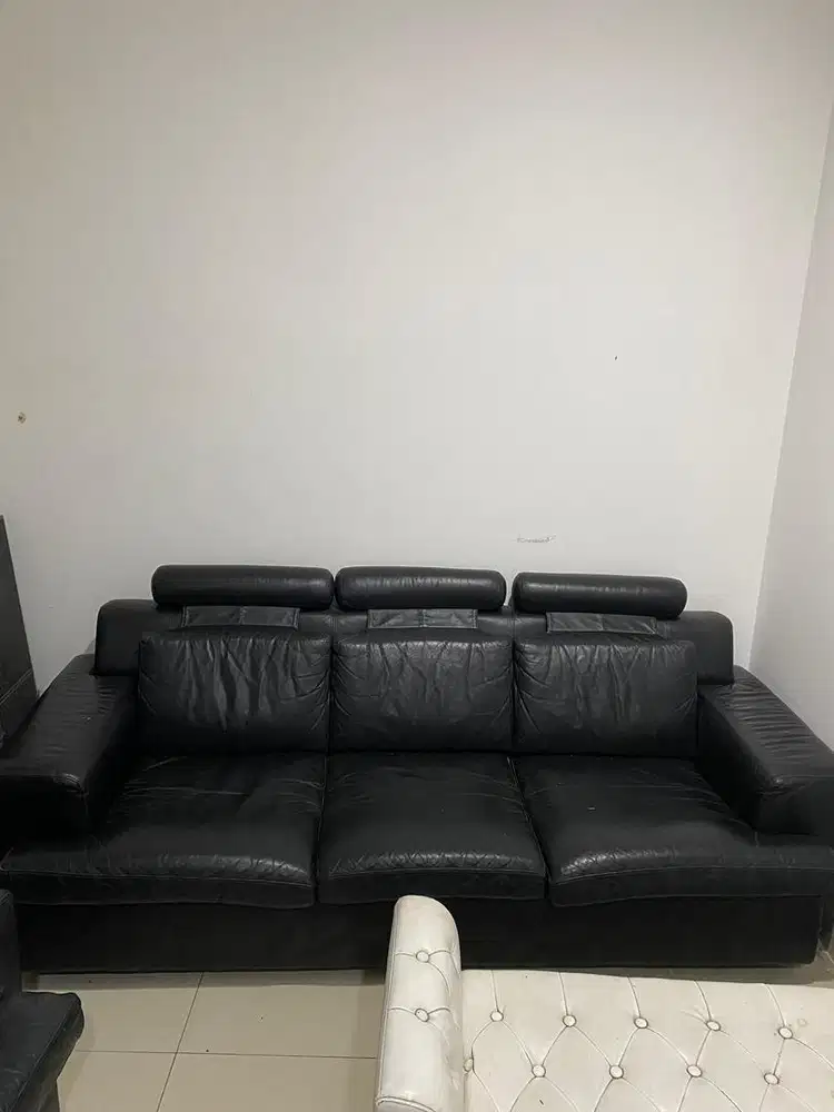 Sofa Leather 3 pcs warna HITAM