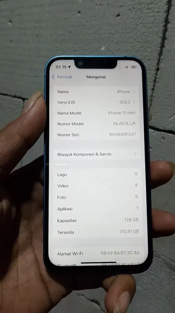Jual iphone 13mini/128gb.kondisi mulus minus LCD bru ganti+flass mati