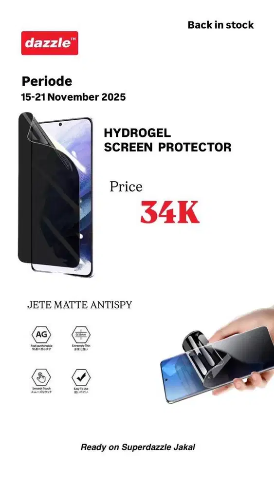Jete anti spy matte hydrogel