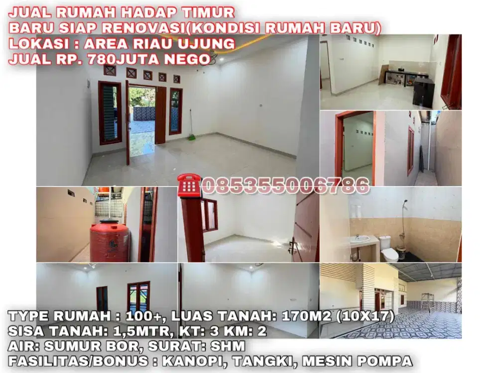 jual rumah hadap timur baru siap renovasi(kondisi rumah baru)