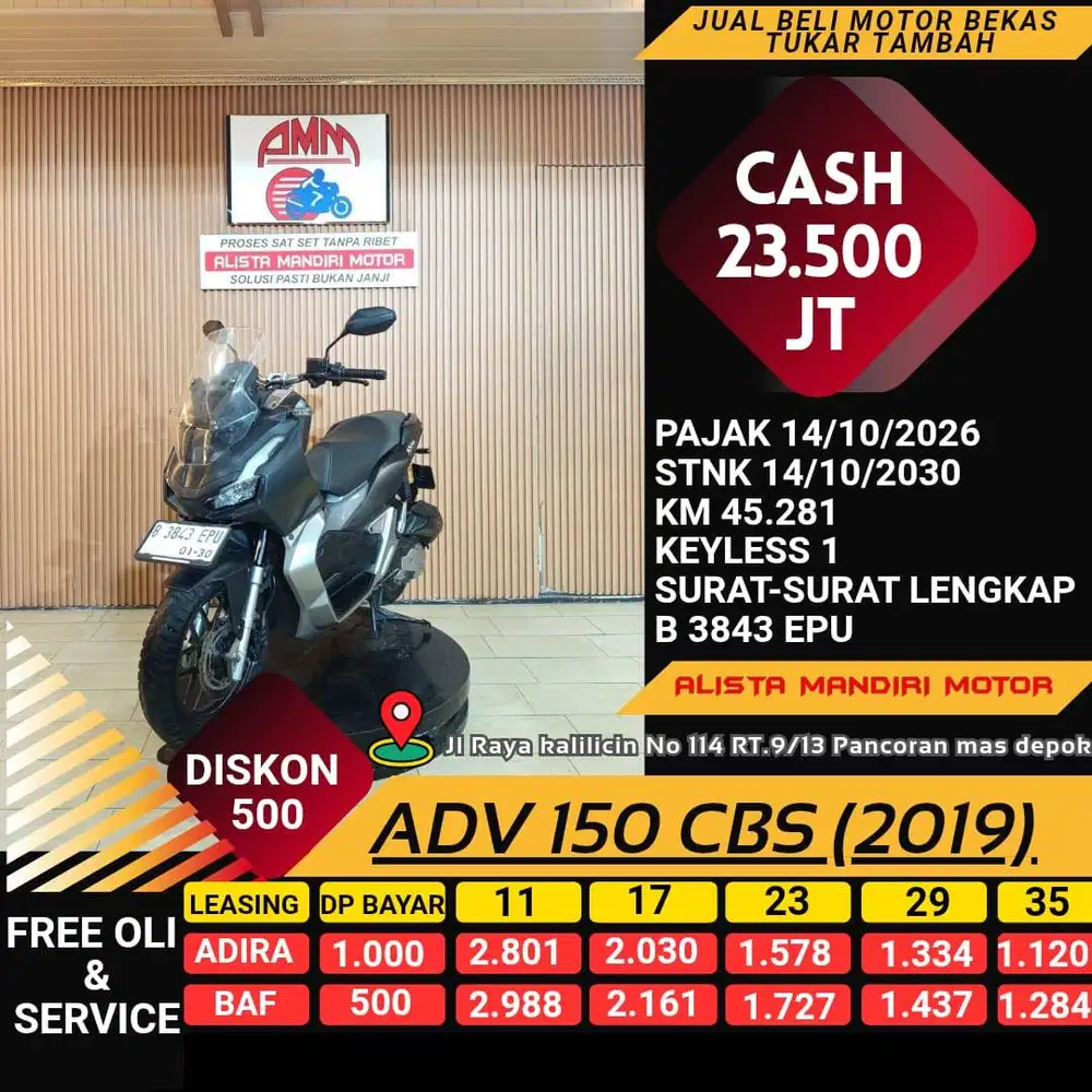 DP 500 BISA BAWA PULANG ADV 150 TH 2019  PAJAK ON SIAP PAKAI