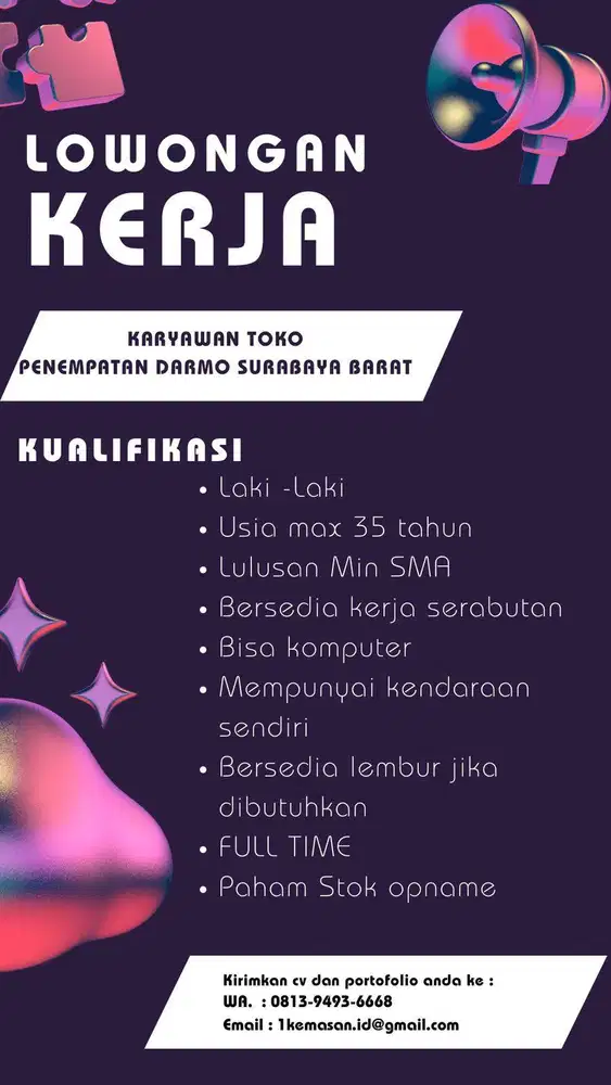 Lowongan kerja toko retail