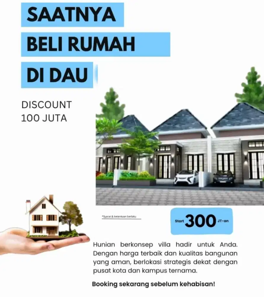 Rumah Villa Dau dekat UMM 300 jt an