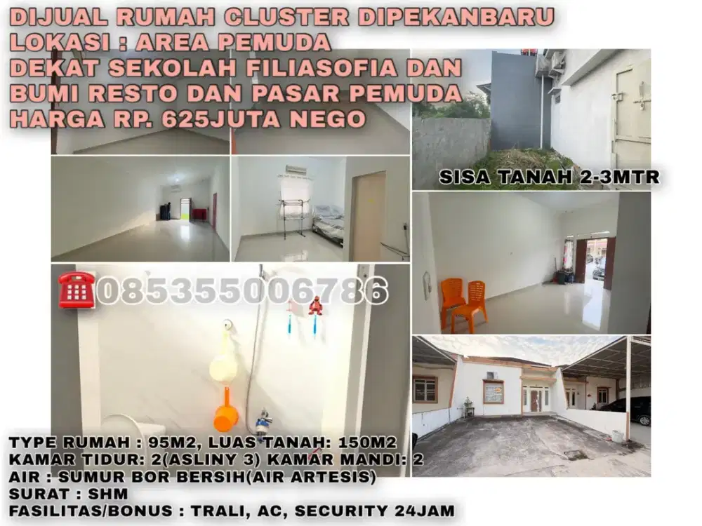 Dijual rumah cluster lokasi:area pemuda